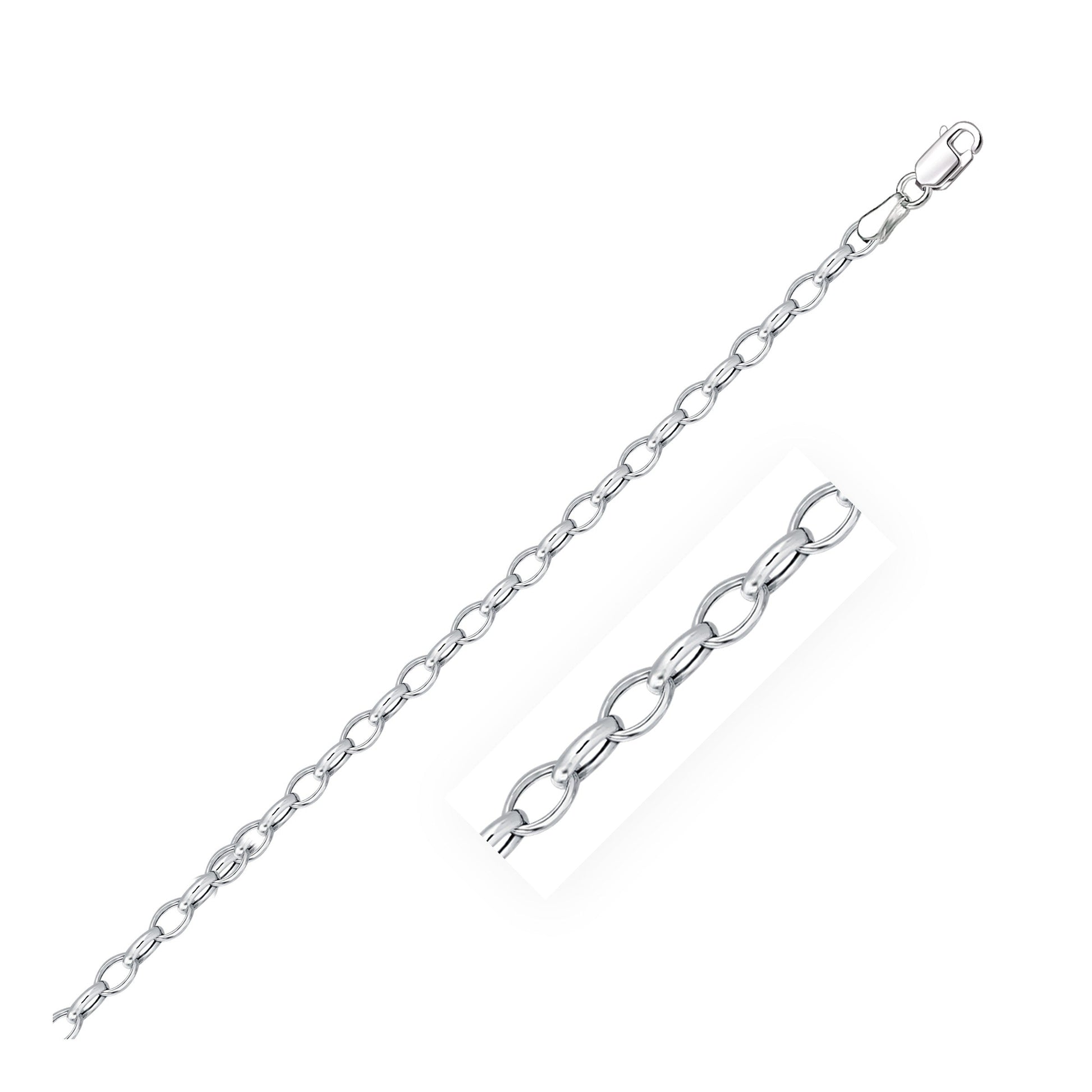 14k White Gold Oval Rolo Bracelet (3.20 mm)