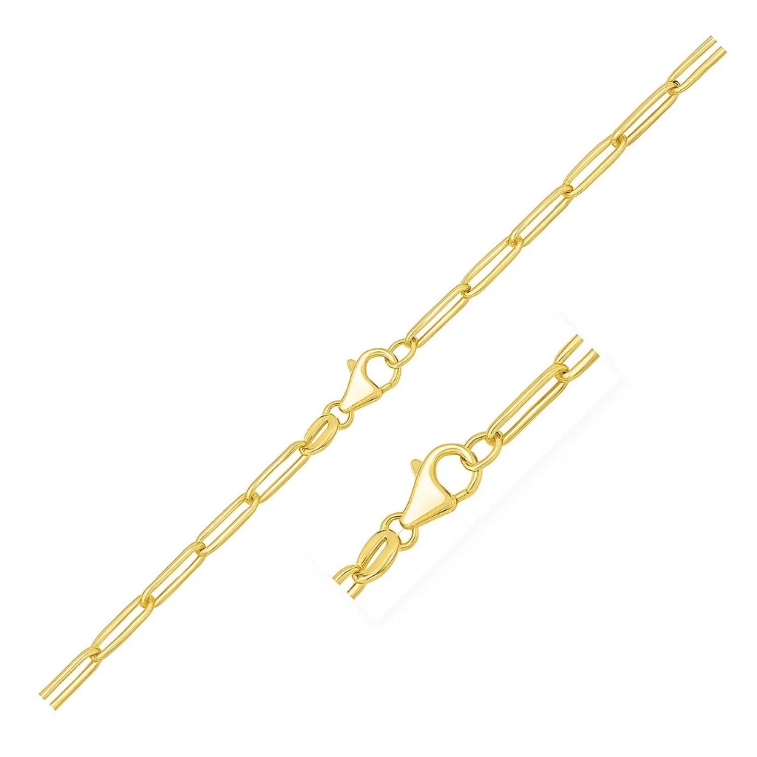 10K Yellow Gold Paperclip Bracelet (2.50 mm)