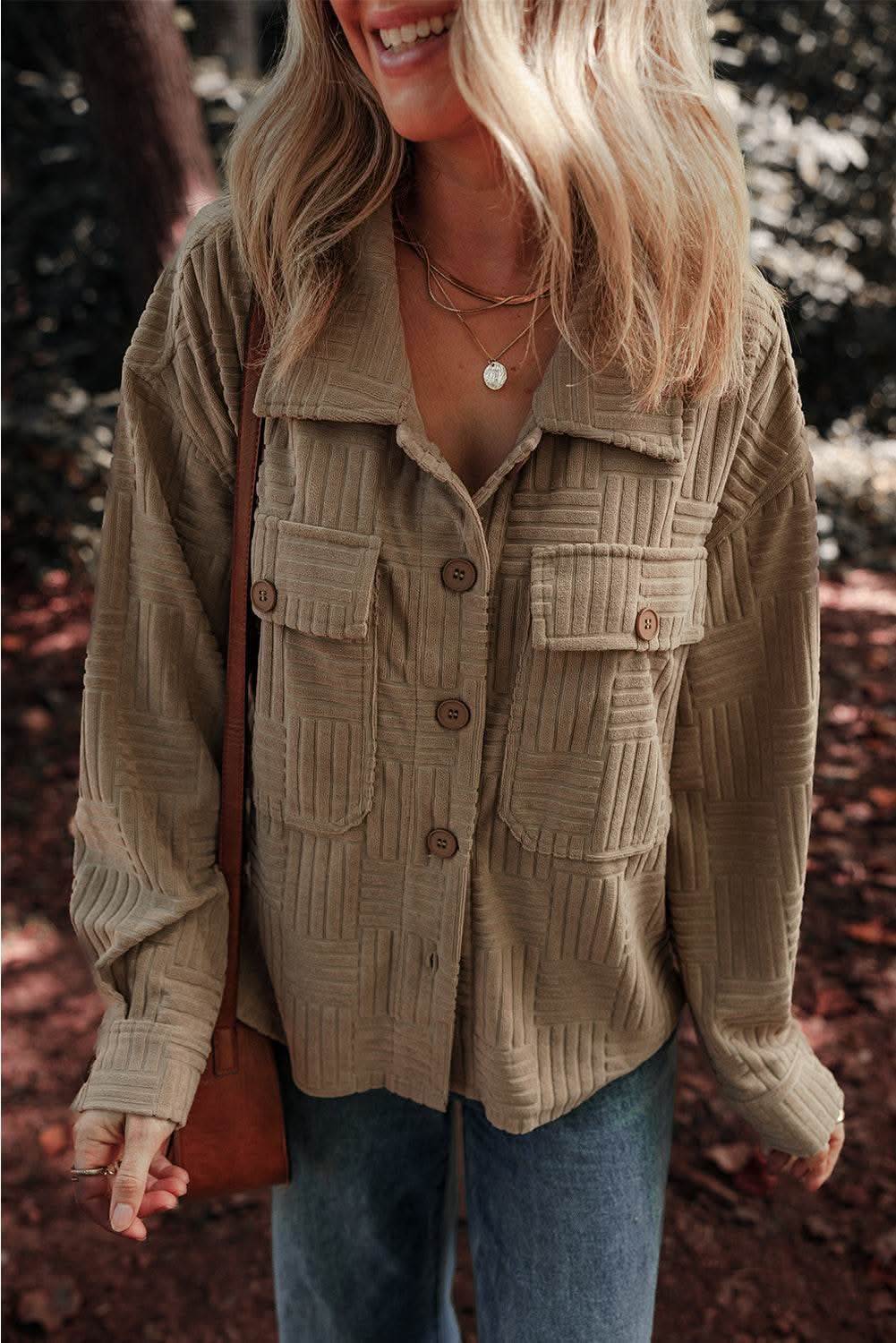 Chic dark khaki shacket with pockets