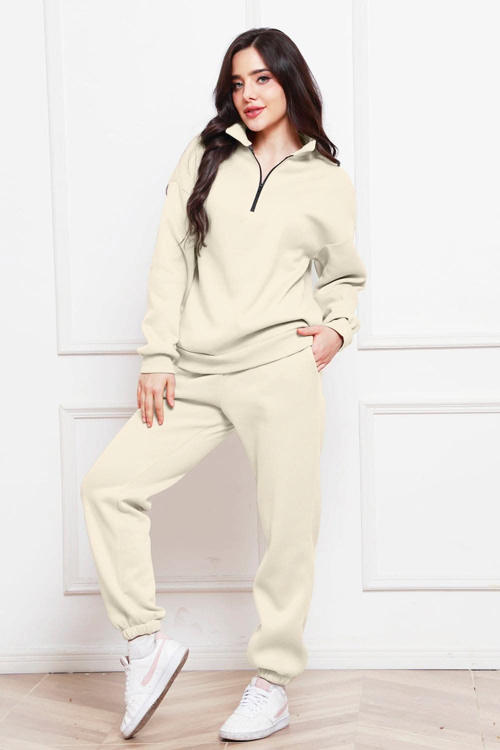 Cozy half zip sweatshirt & jogger set