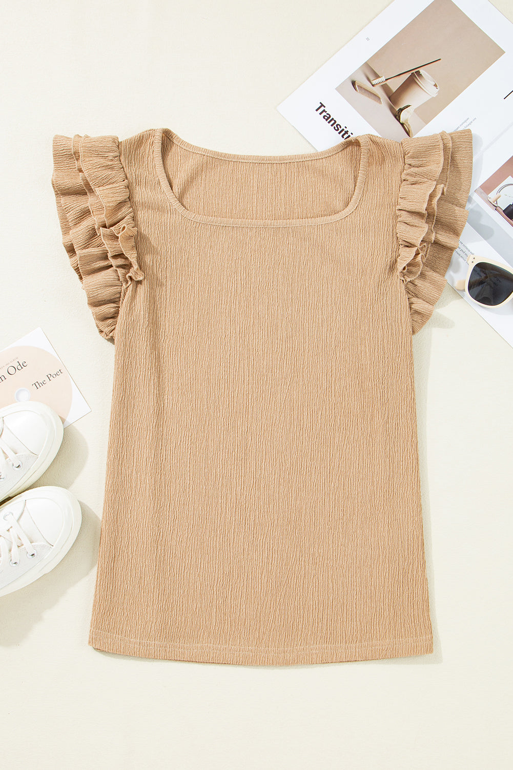 Premium Nia Ruffled Tiered Sleeve Textured Blouse