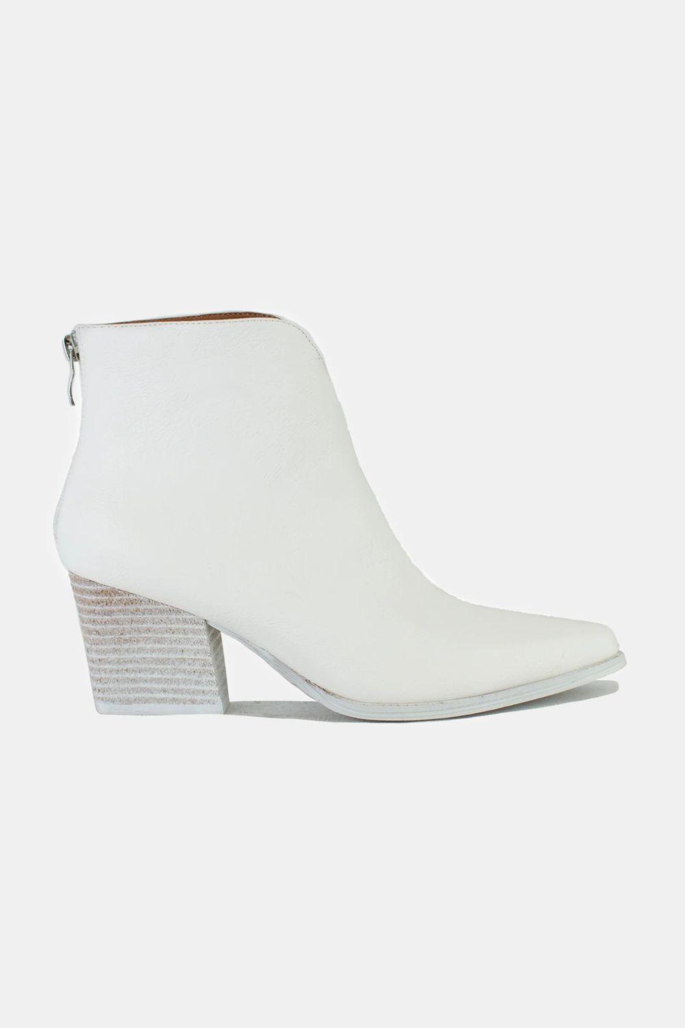 Mayfair PU Leather Block Heel Boots with Back Zippers
