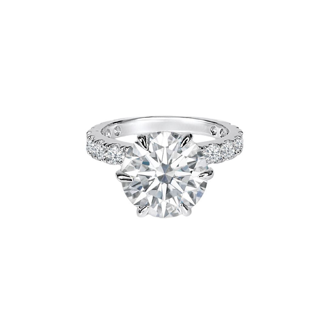 3.5ct Round Cut Moissanite Double Hidden Halo Engagement Ring