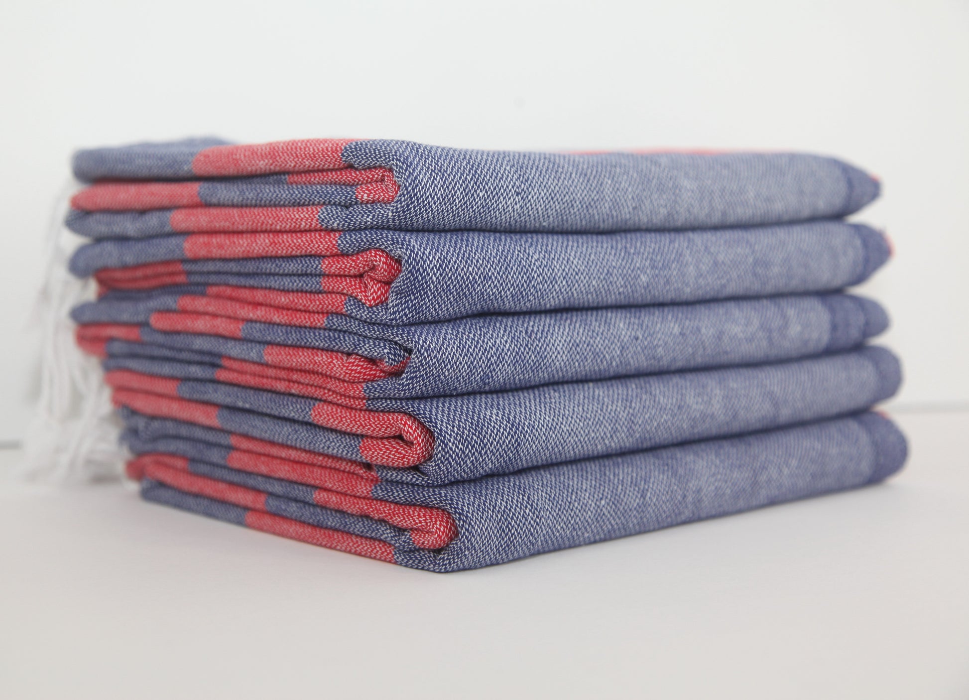 Monaco Red Navy Stripe Turkish Towel 100 Percent Natural Cotton 40 Inch by 70 Inch