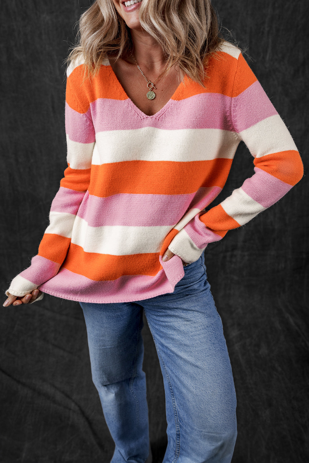 Premium Laylani Stripe Casual Sweater for Everyday Comfort and Style