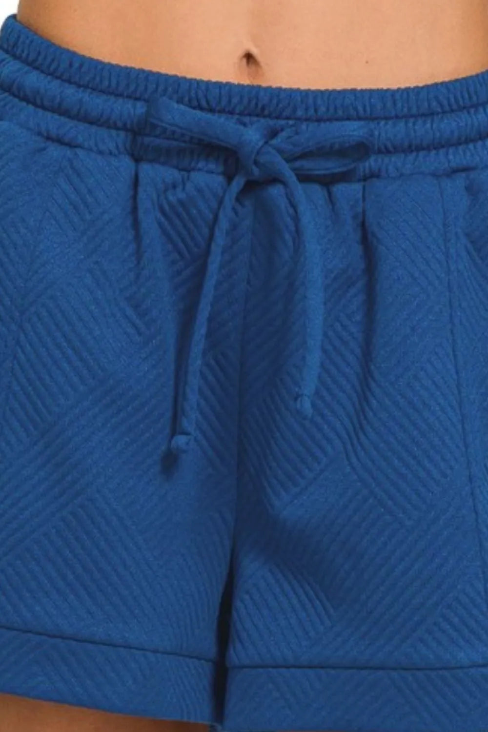 Textured Knit Jacquard Drawstring Shorts