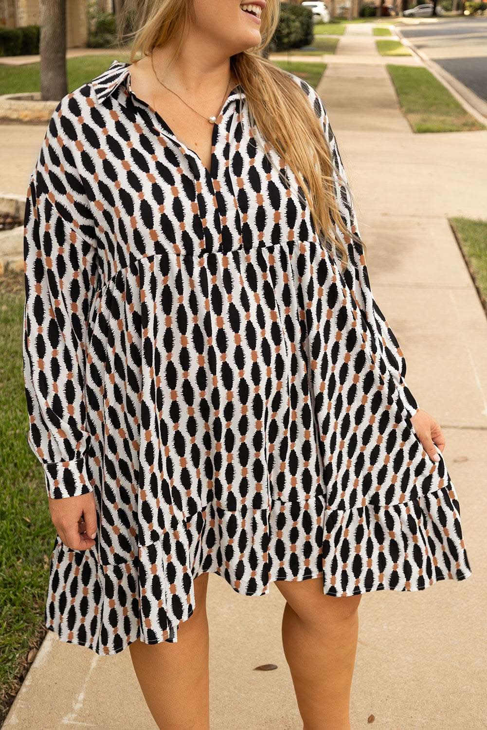 Apricot Plus Size V-Neck Mini Dress by Love Salve