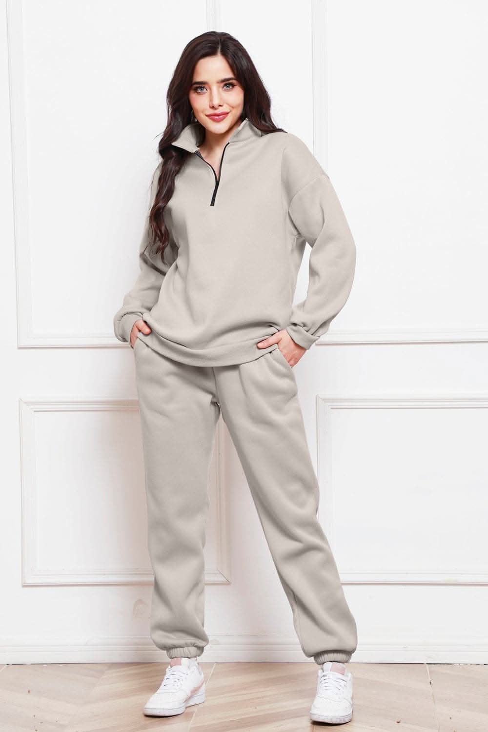 Cozy half zip sweatshirt & jogger set