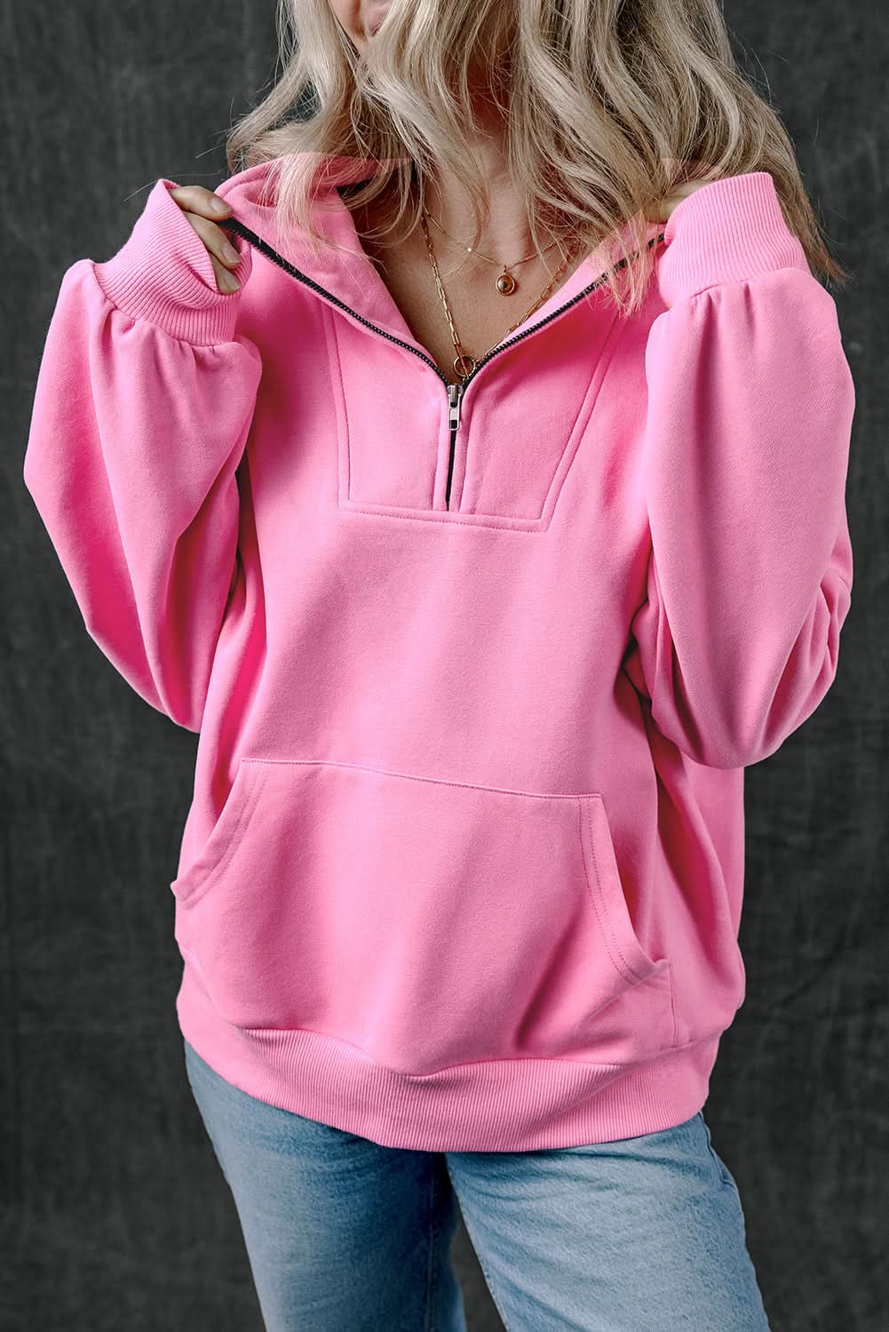 Cozy bonbon zip-up sweatshirt