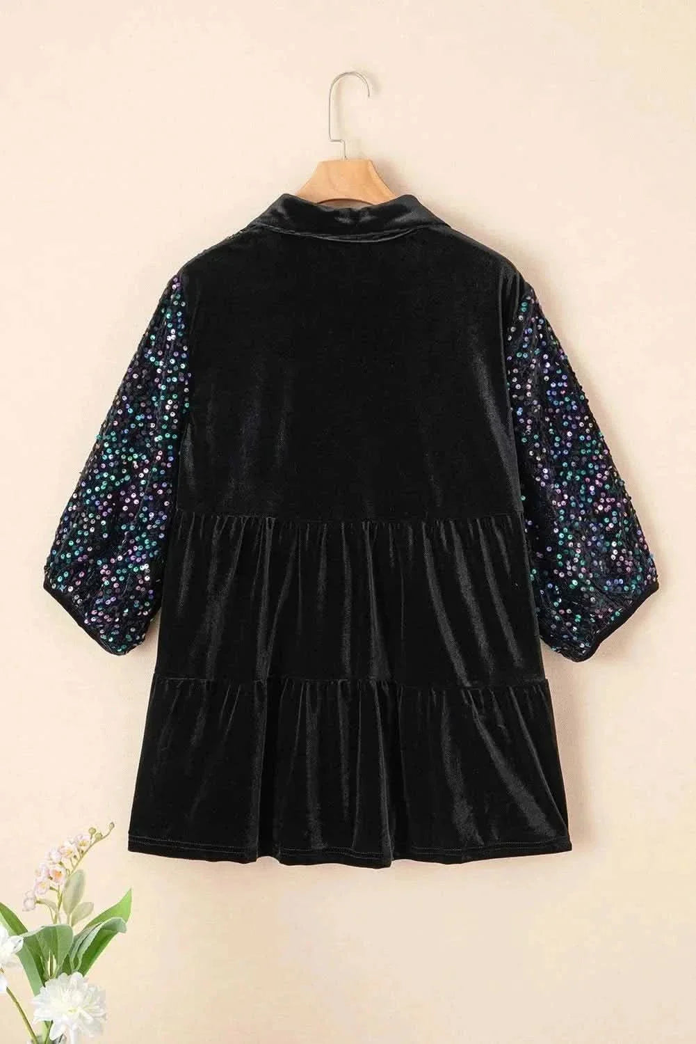 Sequin oversized collared shirt