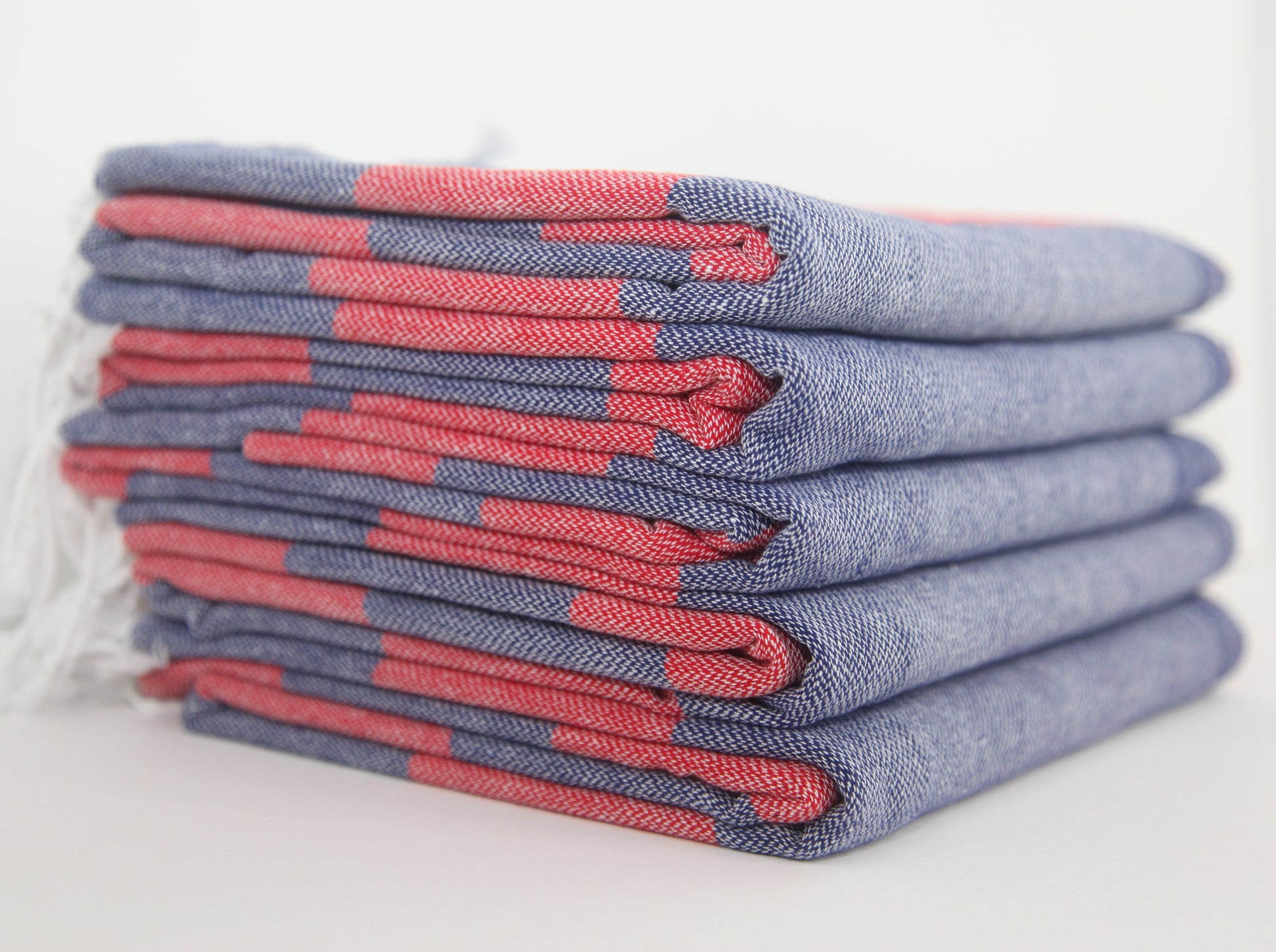 Monaco Red Navy Stripe Turkish Towel 100 Percent Natural Cotton 40 Inch by 70 Inch