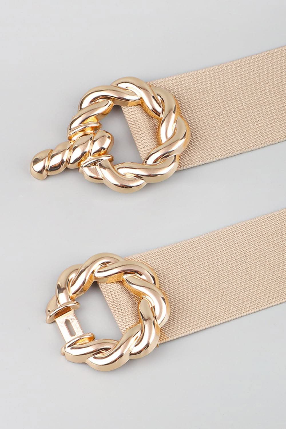Elastic belt with zinc alloy buckle