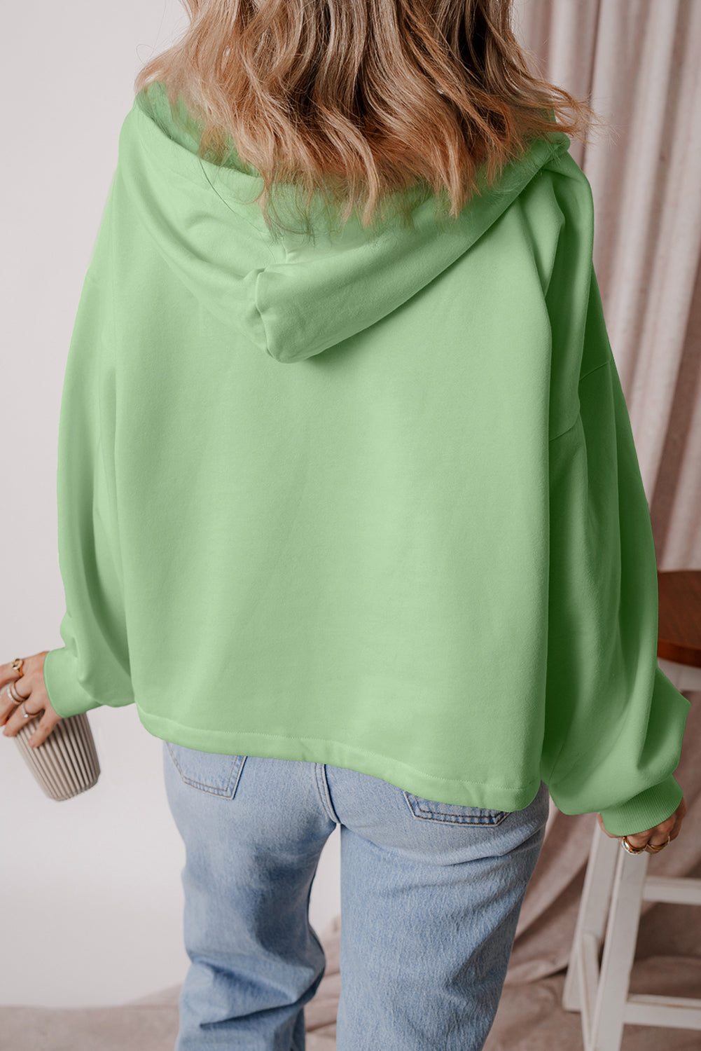 Premium Kate Fleece Lined Half Zipper Hoodie with Kangaroo Pockets