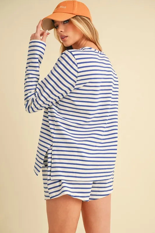 Drawstring Contrast Striped Shorts