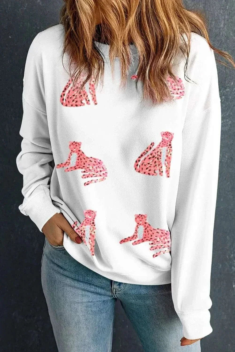 Leopard sequin sweatshirt - long sleeve