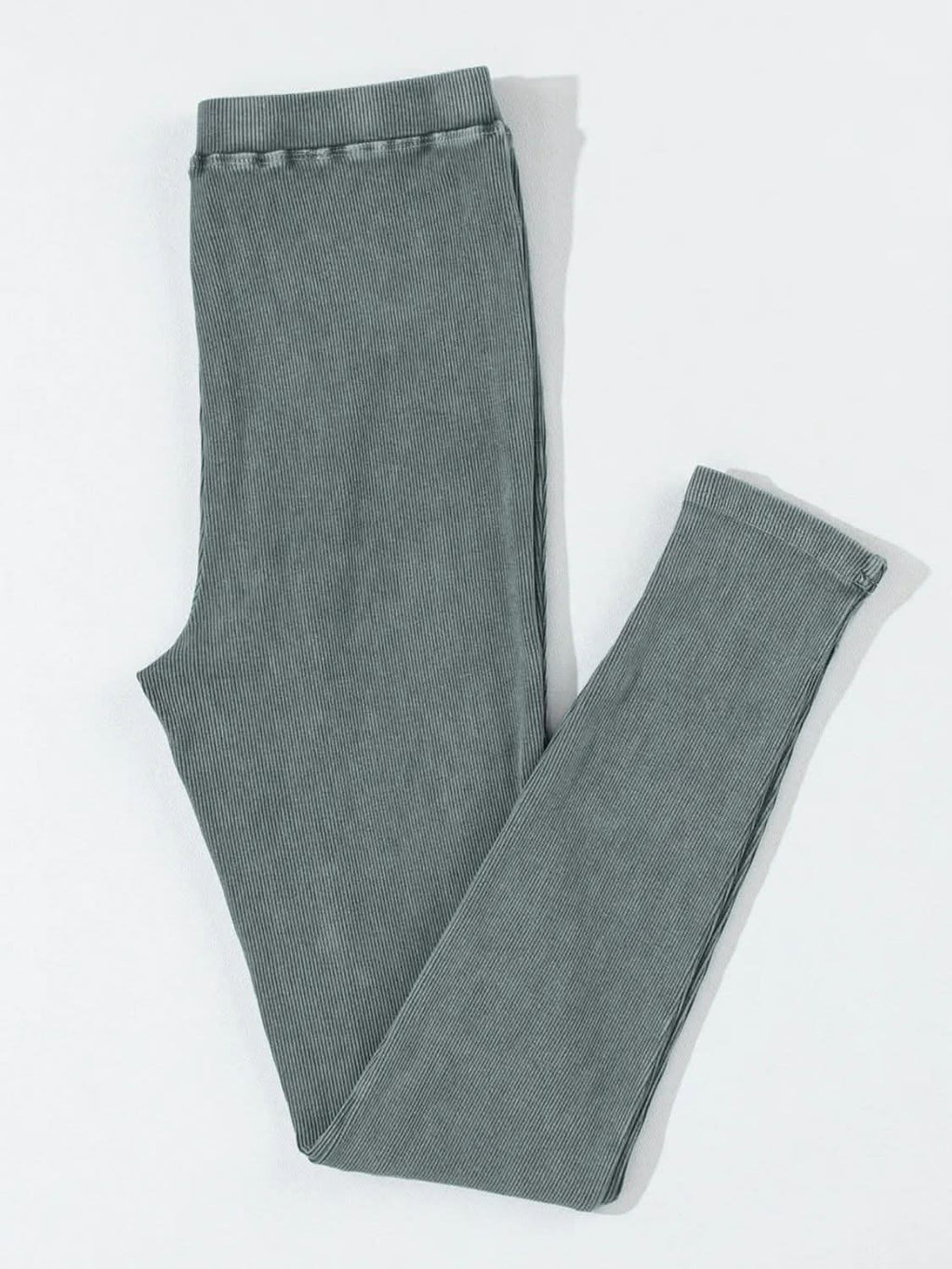 Ribbed leggings with elastic waist