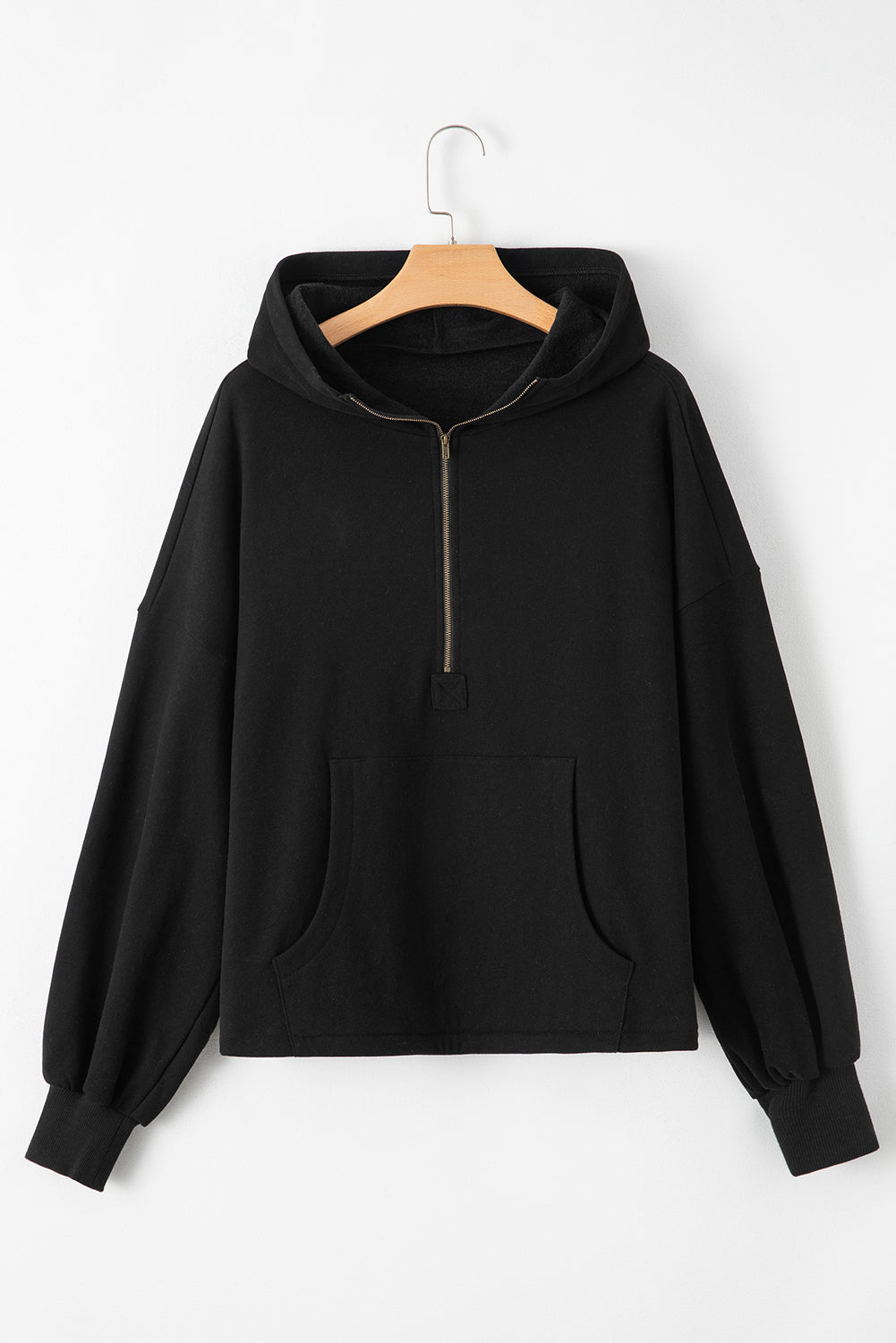 Premium Kate Fleece Lined Half Zipper Hoodie with Kangaroo Pockets