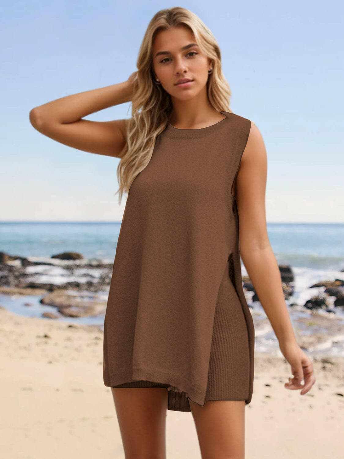 Chic slit neck lounge set, S-XL