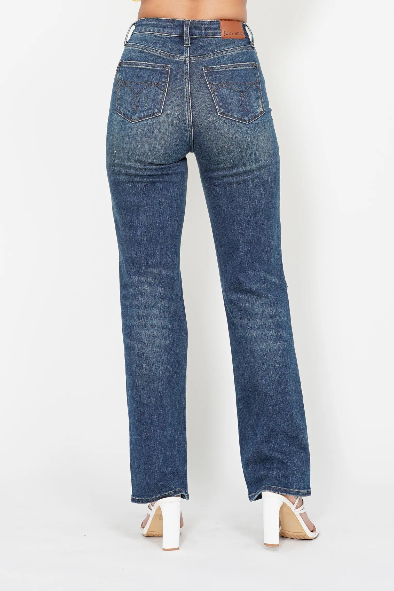 Judy Blue Plus Size High Waisted Ripped Knee Dad Jeans