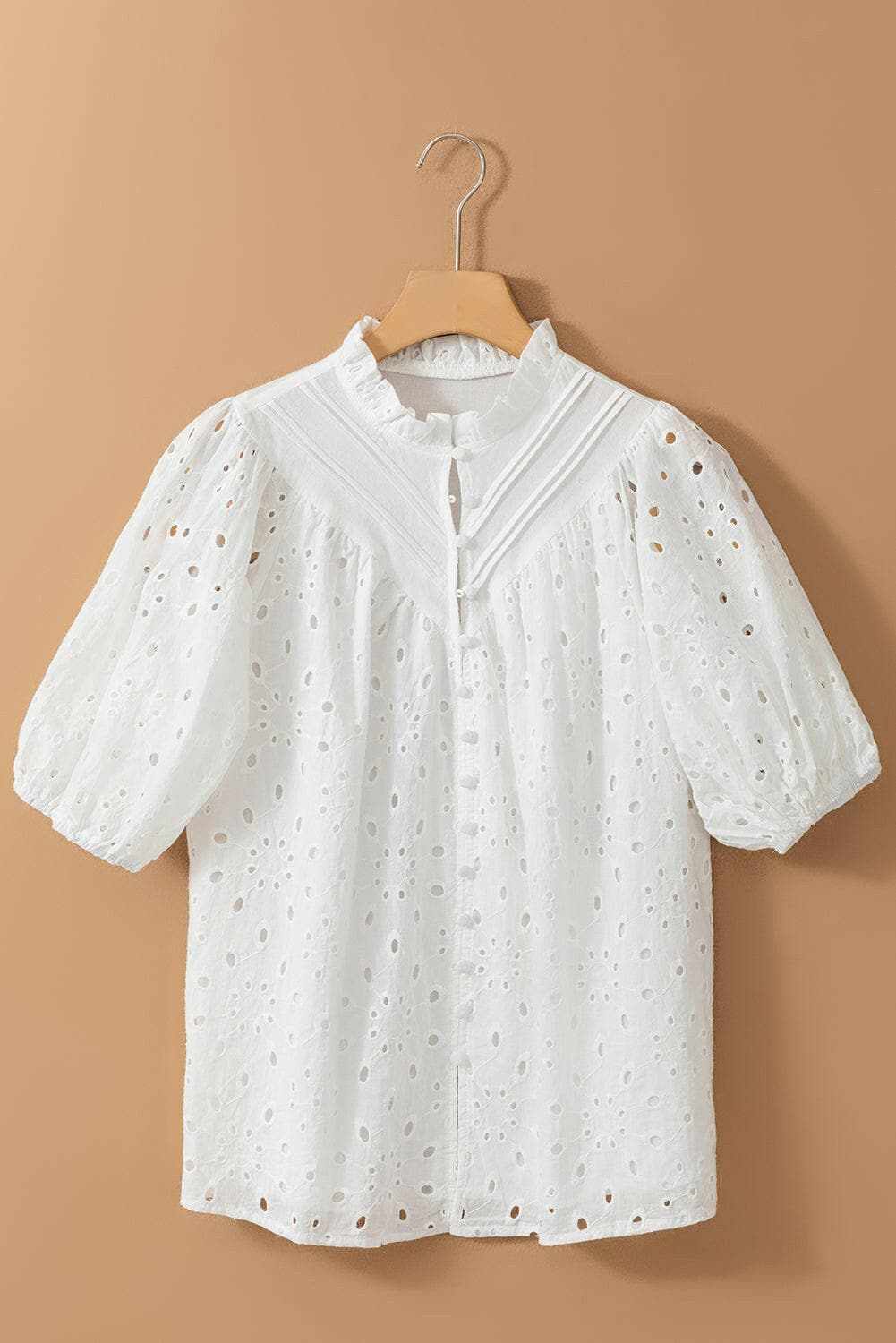 Elegant eyelet blouse - cotton, button-up