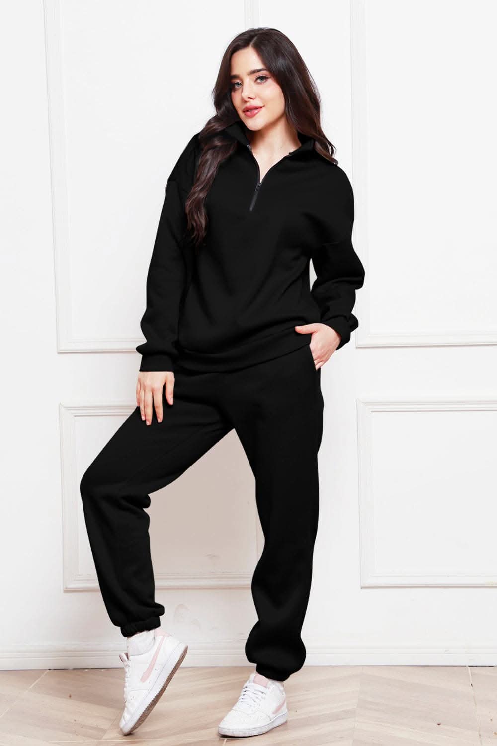 Cozy half zip sweatshirt & jogger set