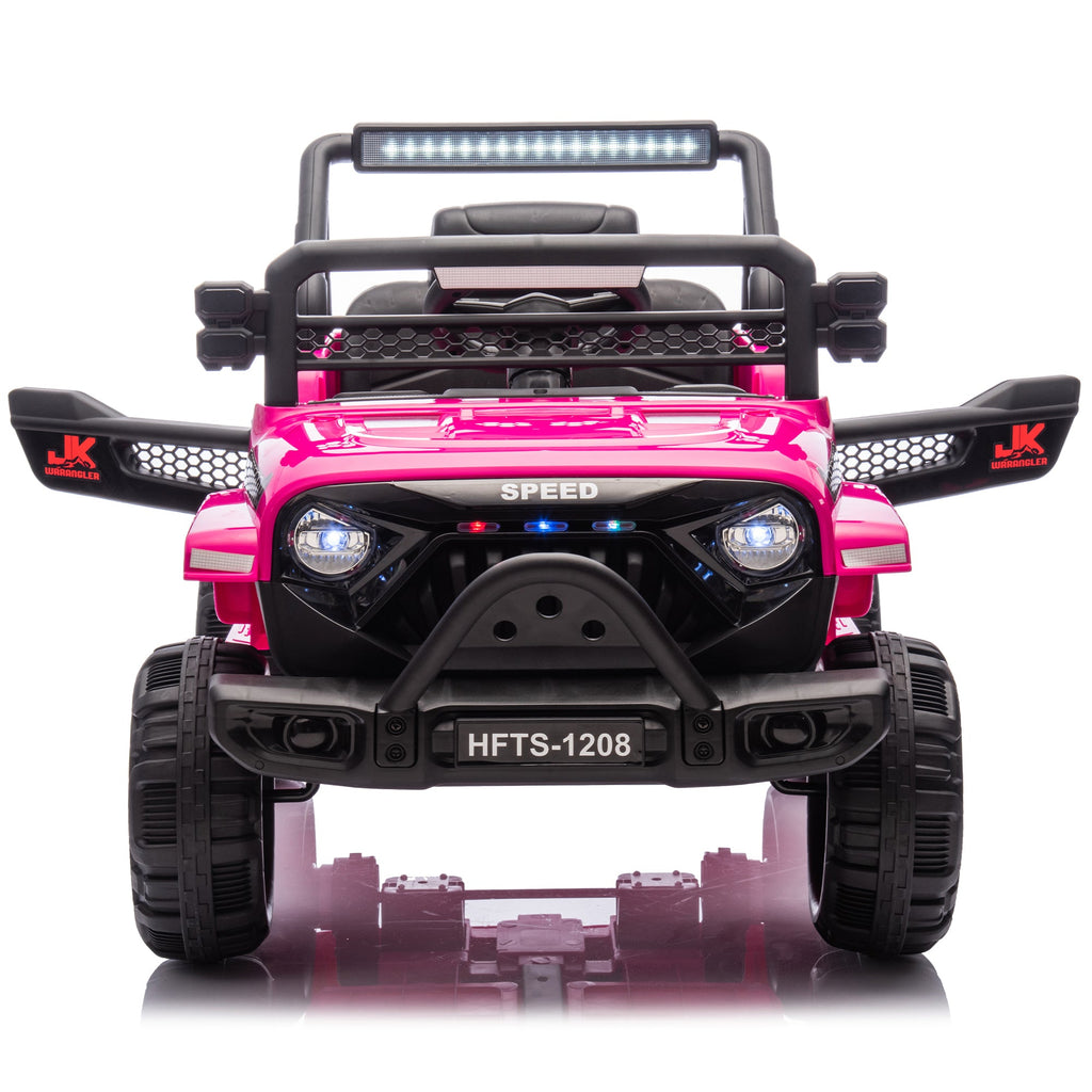 12V Kids Ride On Electric Truck Car W/Parents Control,2WD,Four-wheel suspension,Early education function,Adjustable volume,USB,MP3,Bluetooth,Microphone jack,Power display,LED lights For kids aged 1-4.