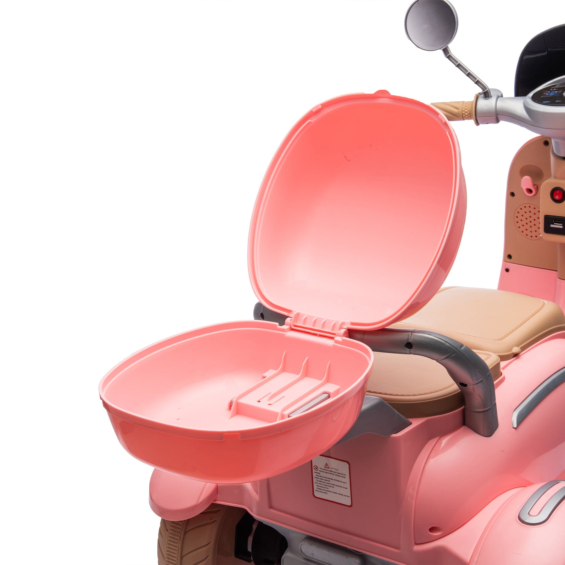 12V Two motors Kids Ride On Level Up Two-seater  Electric Motorcycle,Three-wheel Toy w/Music,Bluetooth,USB,Backseat flip adult seat,Portable Storage Hooks&Oversized  Trunk,LED Headlight  For Kids 3-6.