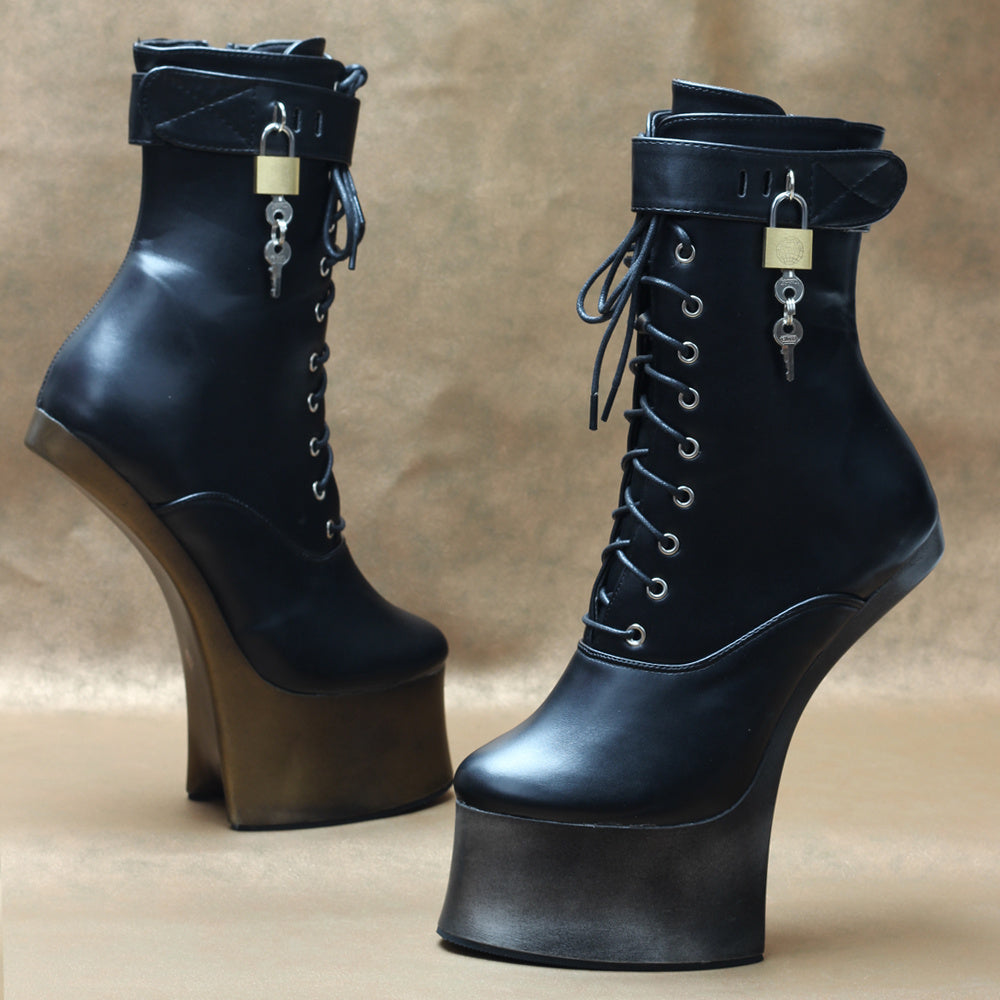 18cm Super High Heel Donkey Hoof Fancy Ankle Boots