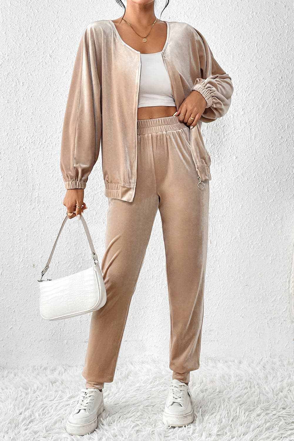 Cozy zip-up lounge set, 2 pieces