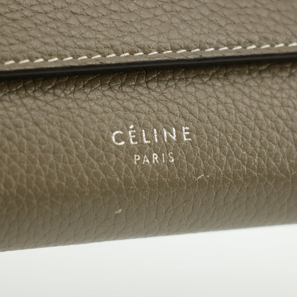 Celine Long Flap Calfskin Leather Grey Wallet #5874