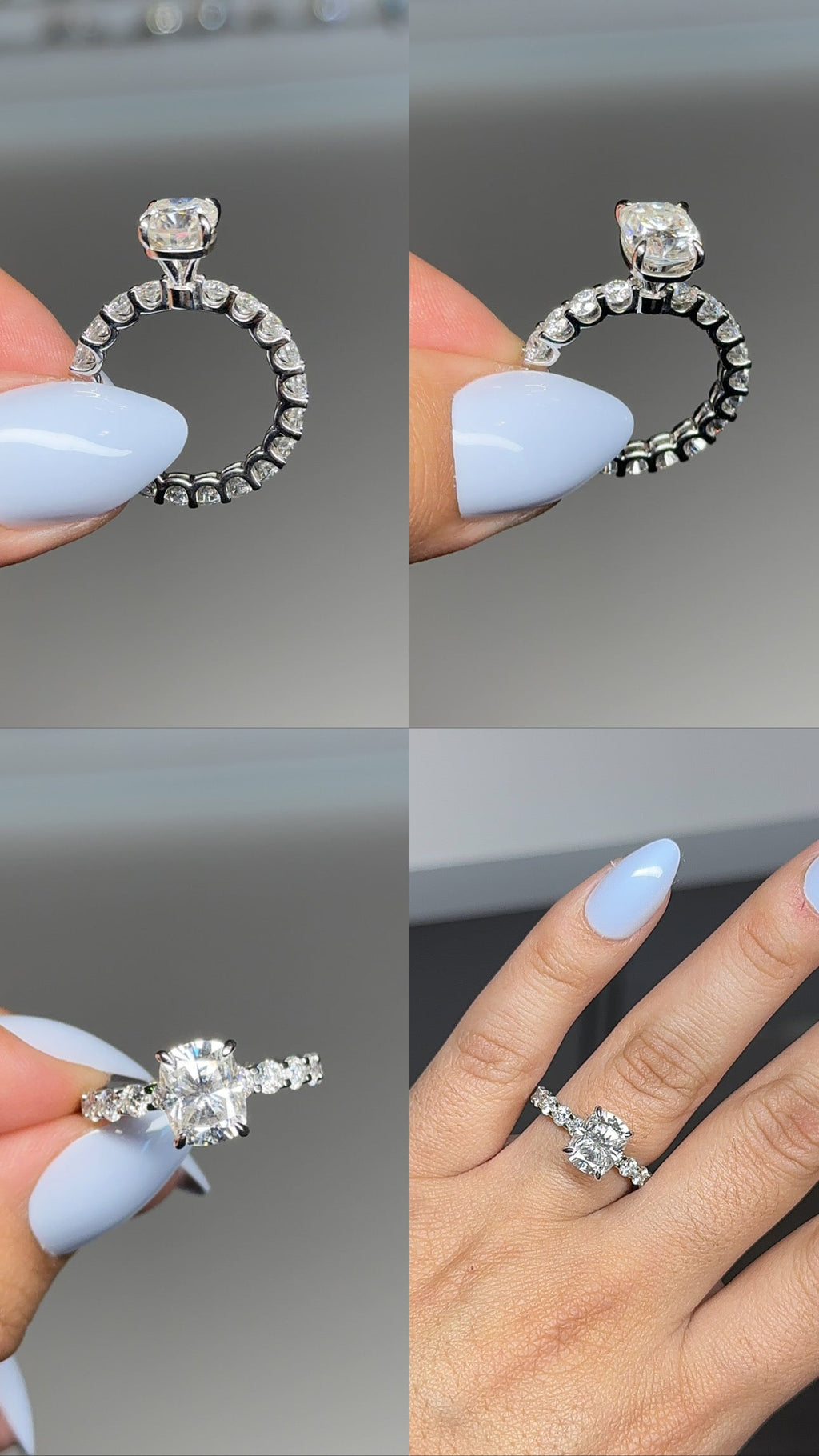 2.5ct Elongated Cushion Cut Eternity Engagement Ring
