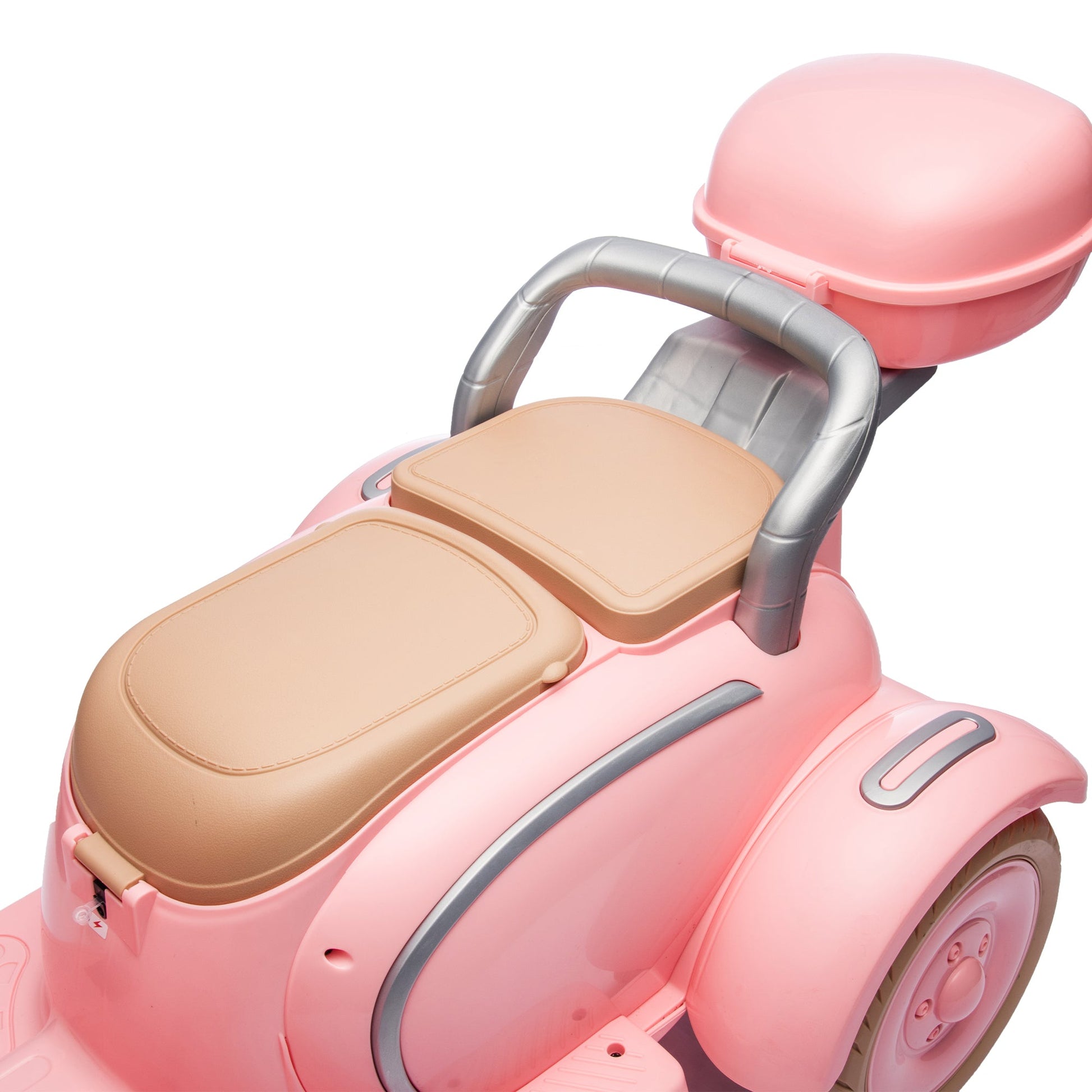 12V Two motors Kids Ride On Level Up Two-seater  Electric Motorcycle,Three-wheel Toy w/Music,Bluetooth,USB,Backseat flip adult seat,Portable Storage Hooks&Oversized  Trunk,LED Headlight  For Kids 3-6.