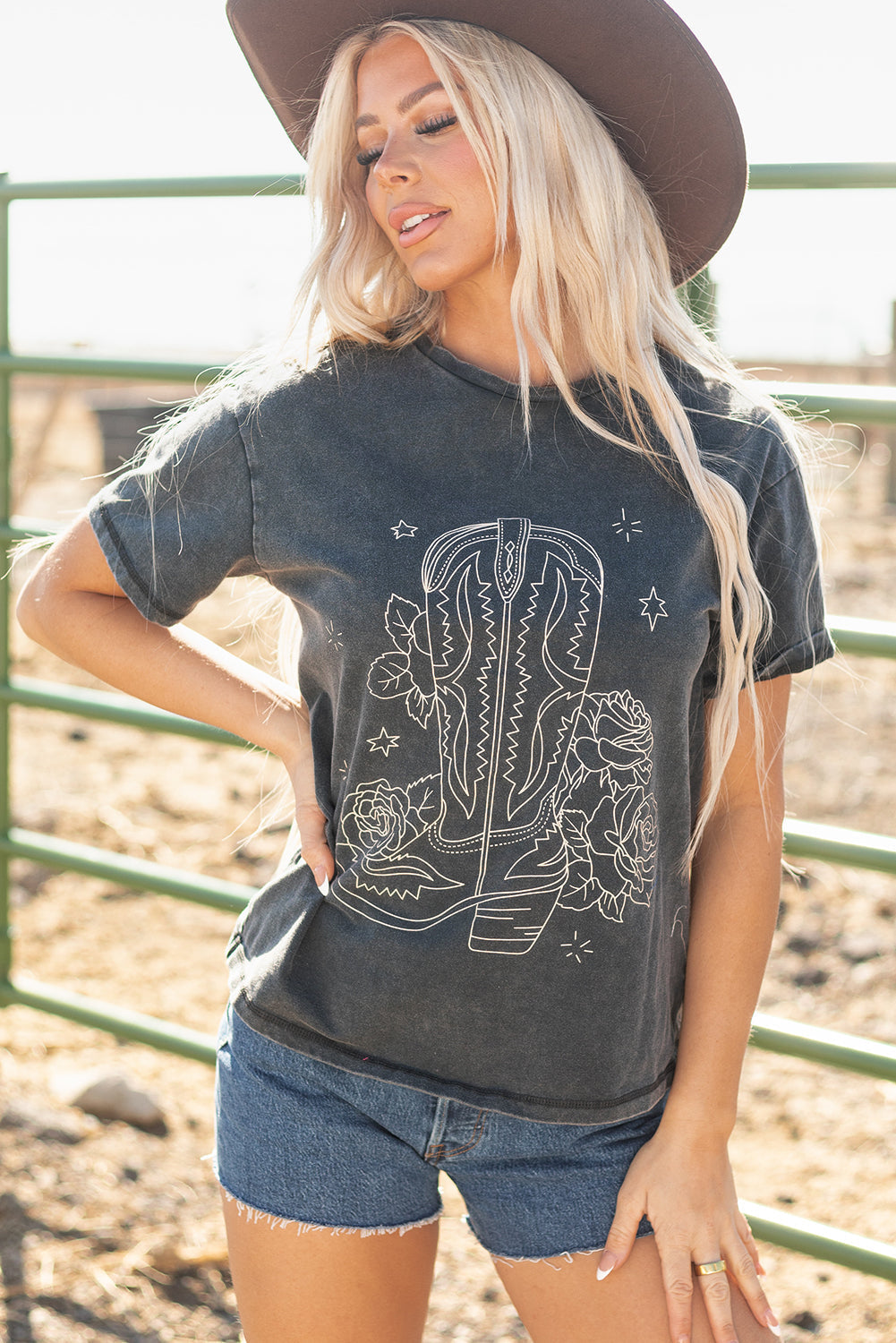 Premium Western Cowboy Boots Graphic Tee for Women