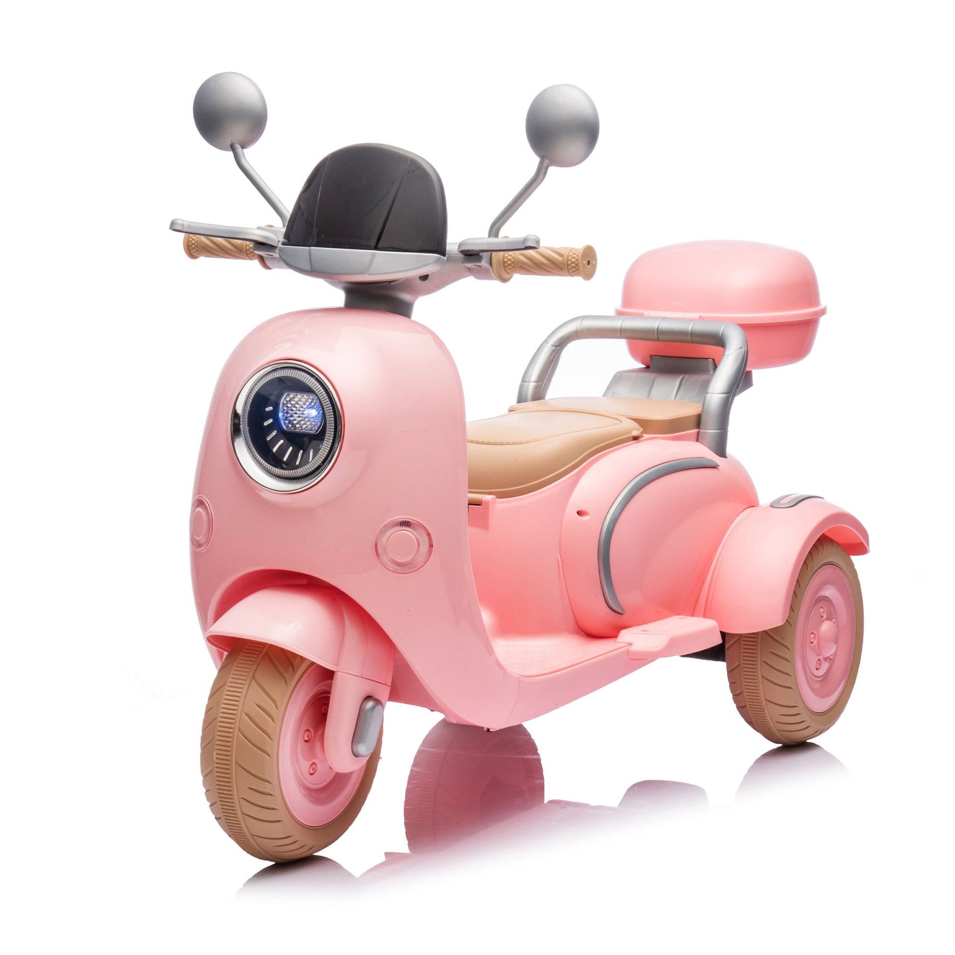 12V Two motors Kids Ride On Level Up Two-seater  Electric Motorcycle,Three-wheel Toy w/Music,Bluetooth,USB,Backseat flip adult seat,Portable Storage Hooks&Oversized  Trunk,LED Headlight  For Kids 3-6.