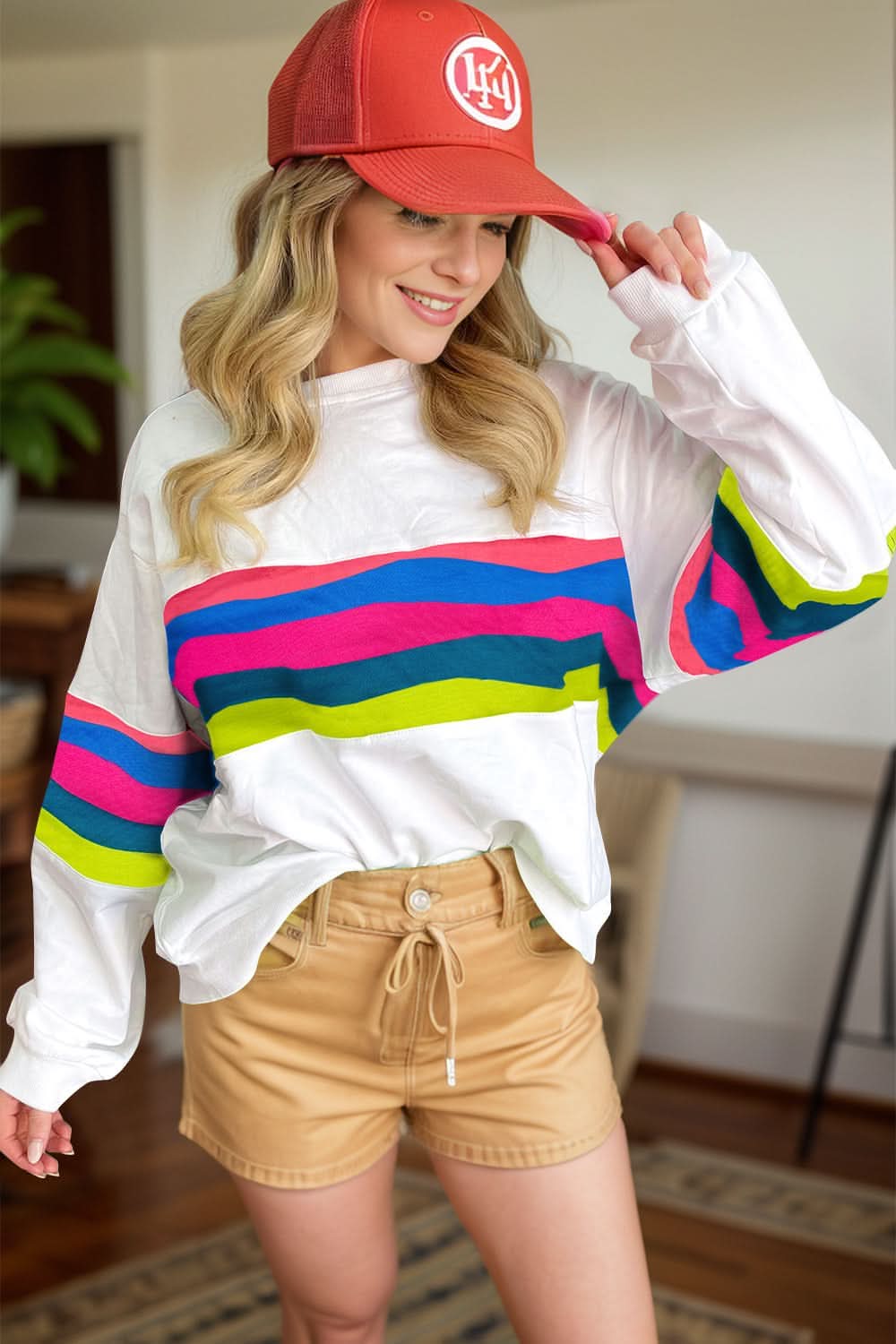 Chic long sleeve contrast top