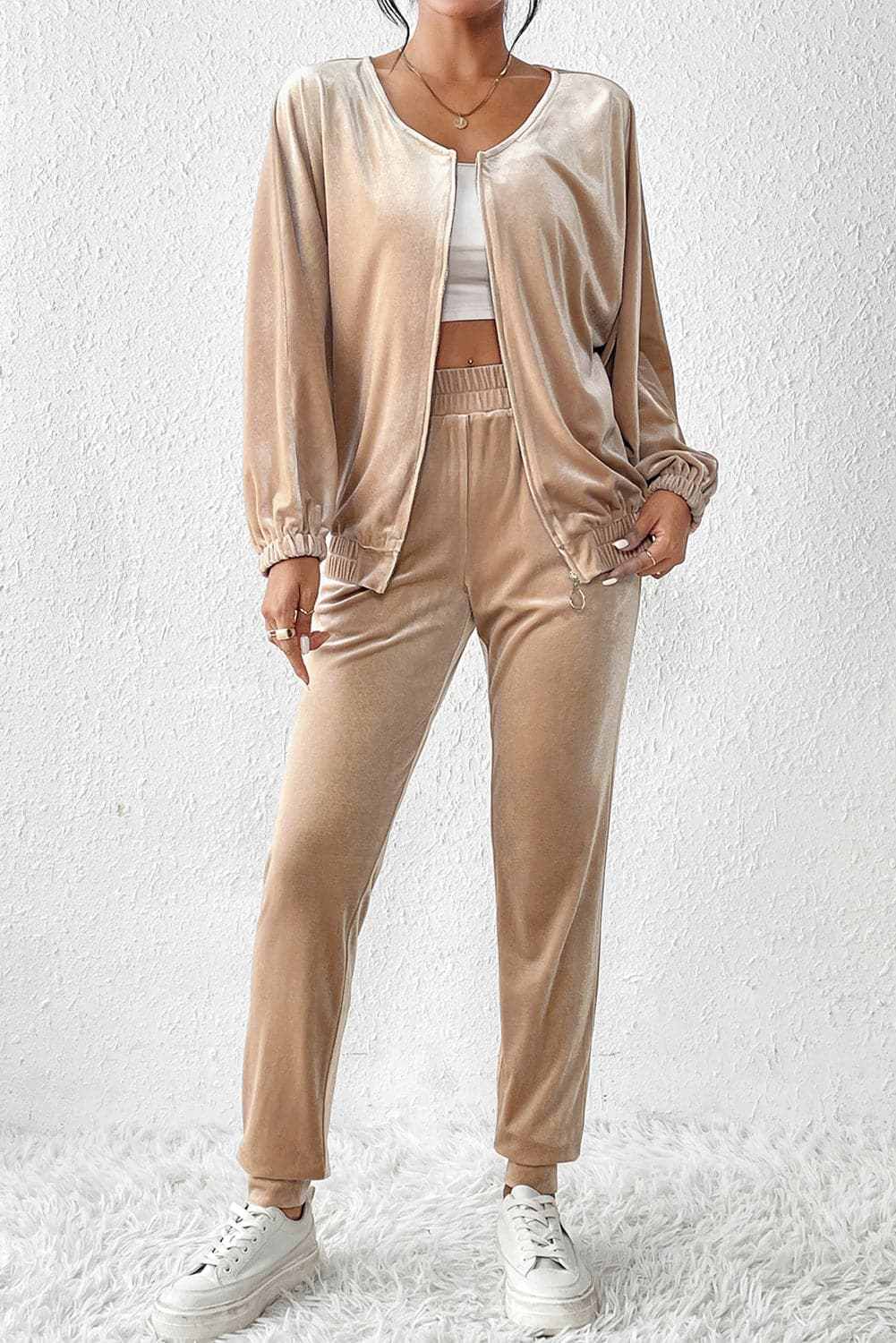 Cozy zip-up lounge set, 2 pieces