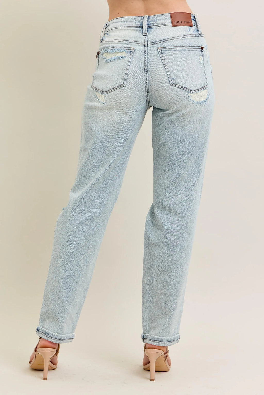 Judy Blue Plus Size Full Size Mr Repair Stitch Detail Destroyed Boyfriend Jeans