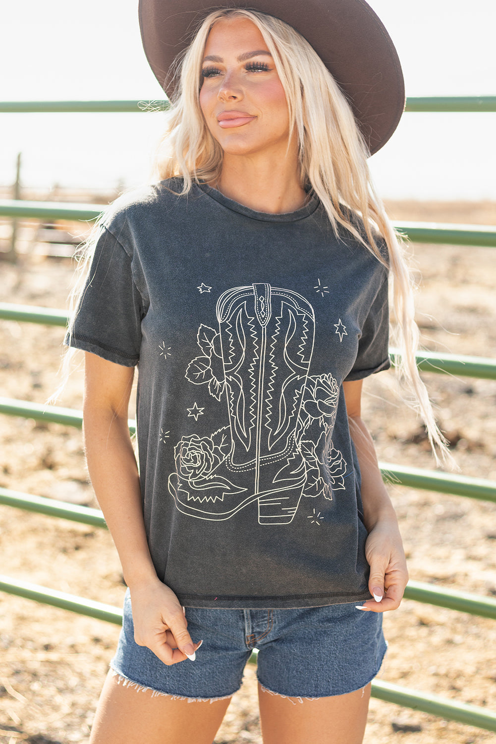Premium Western Cowboy Boots Graphic Tee for Women