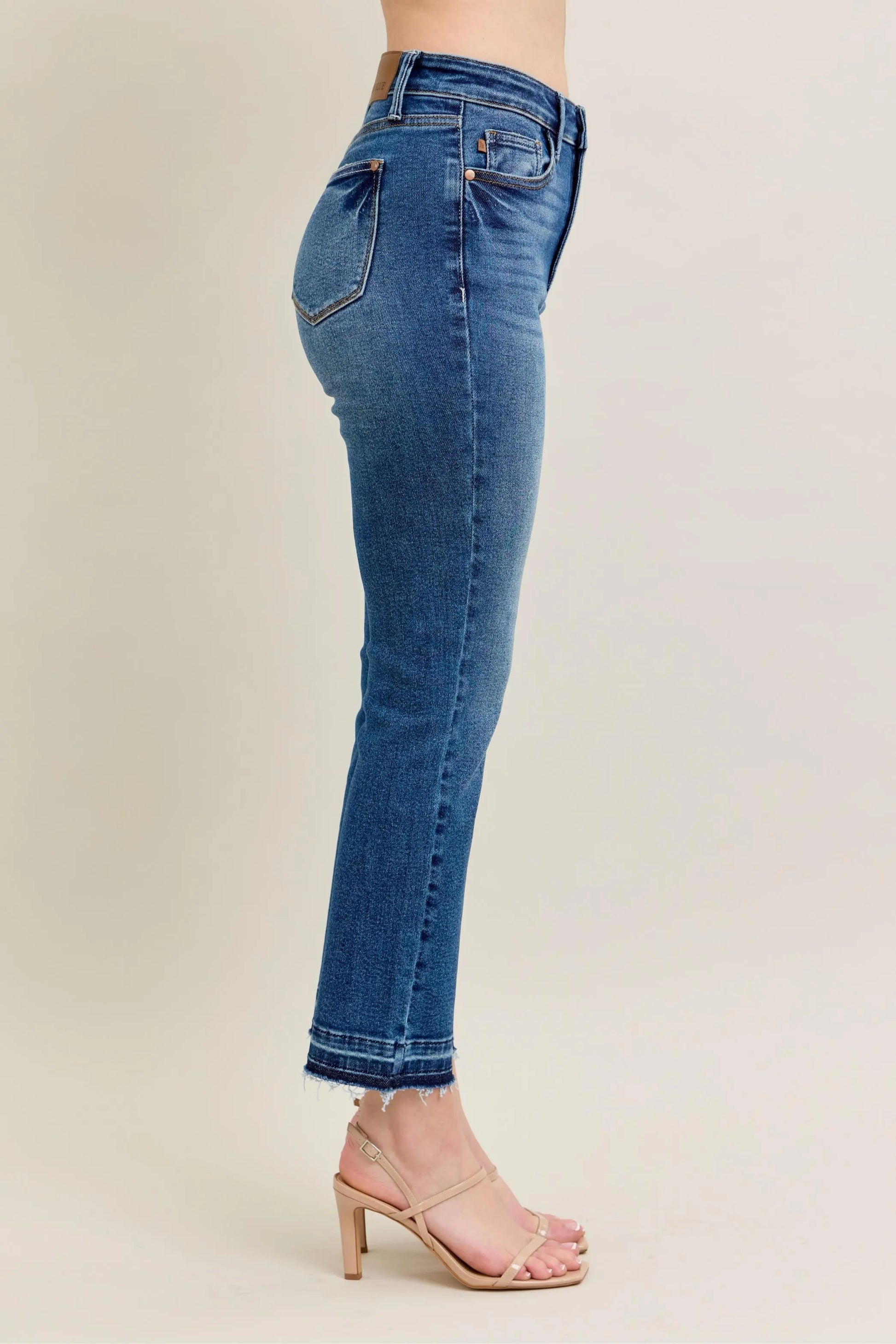 Judy Blue Full Size High Waist Vintage Wash Release Hem Kick Flare Jeans Plus Size