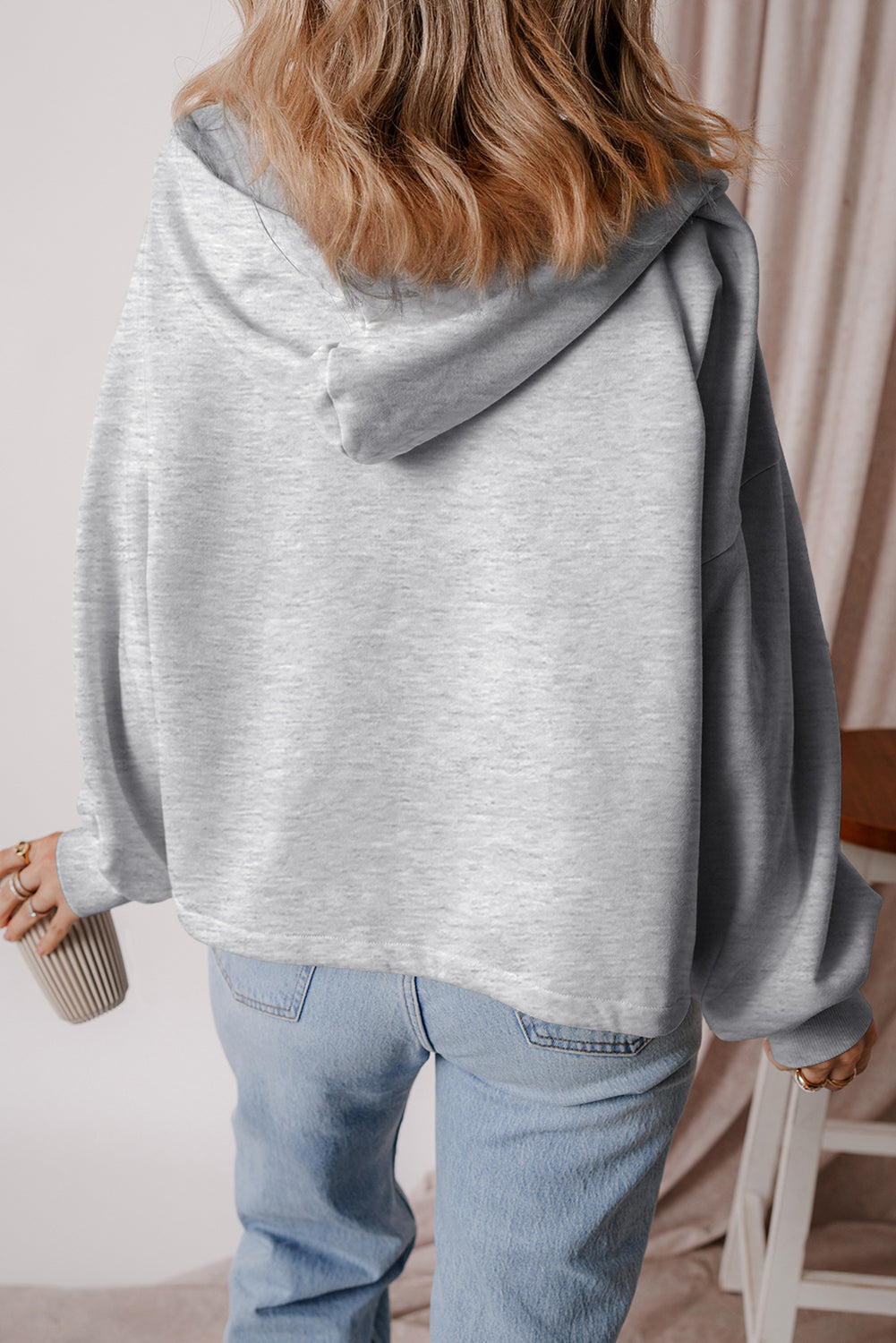 Premium Kate Fleece Lined Half Zipper Hoodie with Kangaroo Pockets