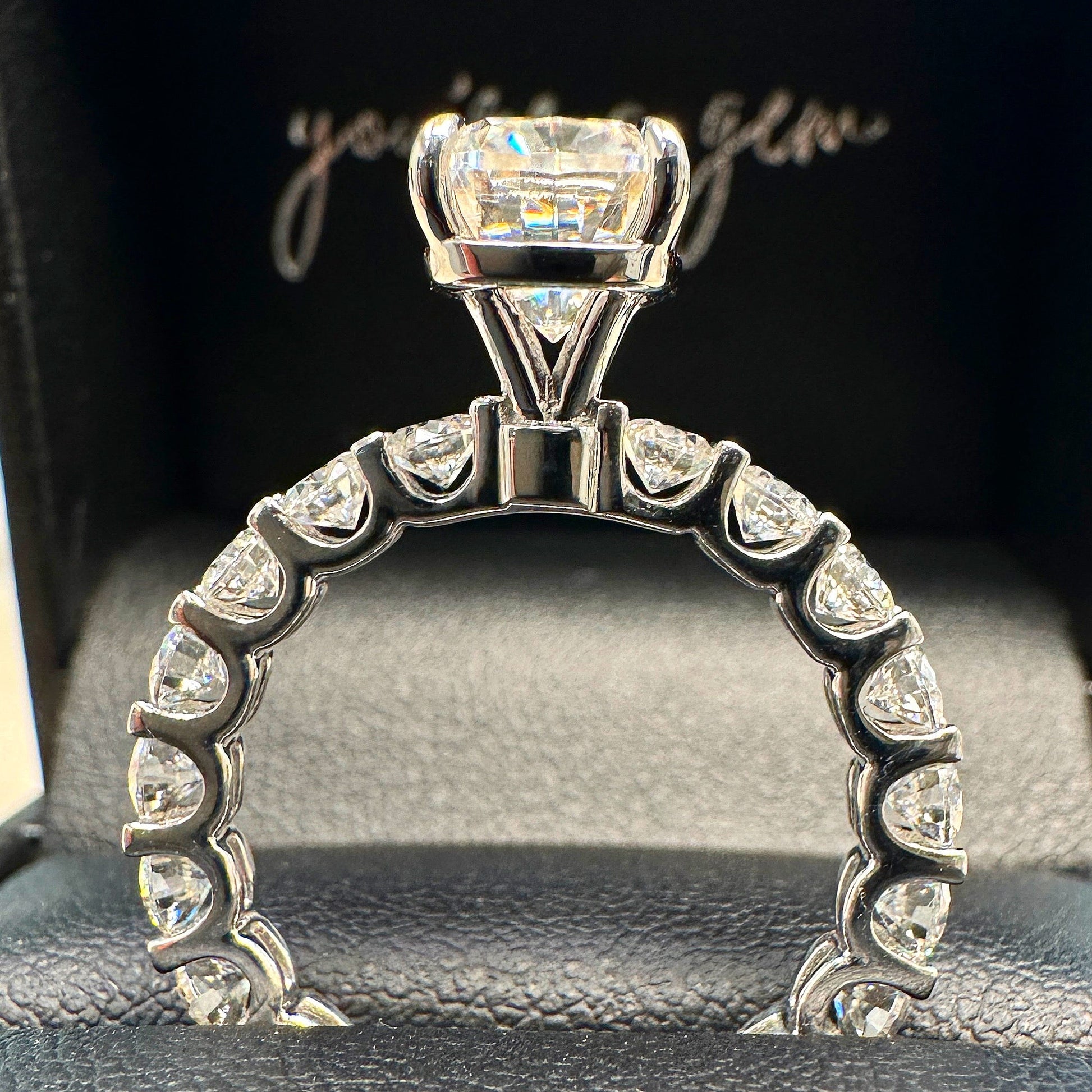 2.5ct Elongated Cushion Cut Eternity Engagement Ring
