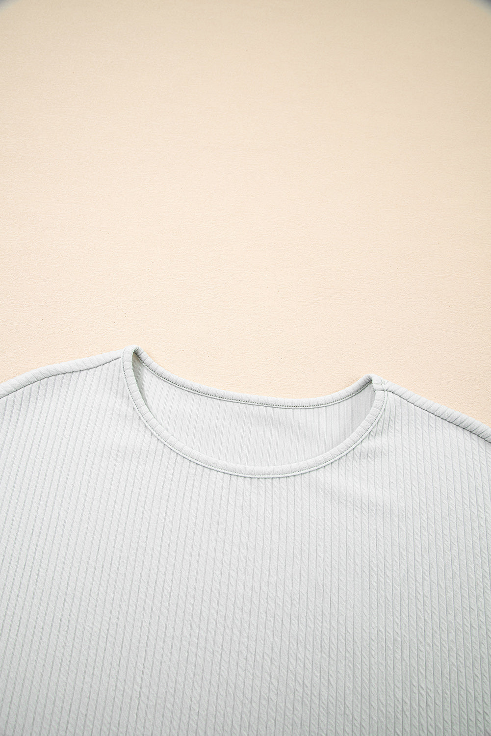 Light Grey Textured Loose Fit T-Shirt