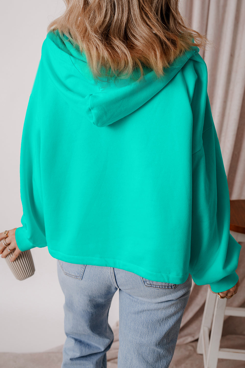 Premium Kate Fleece Lined Half Zipper Hoodie with Kangaroo Pockets