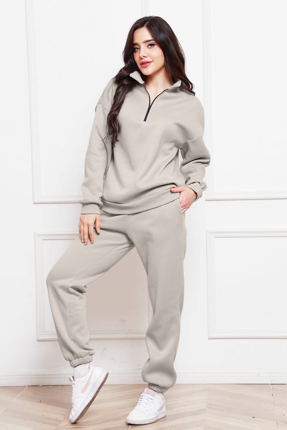 Cozy half zip sweatshirt & jogger set