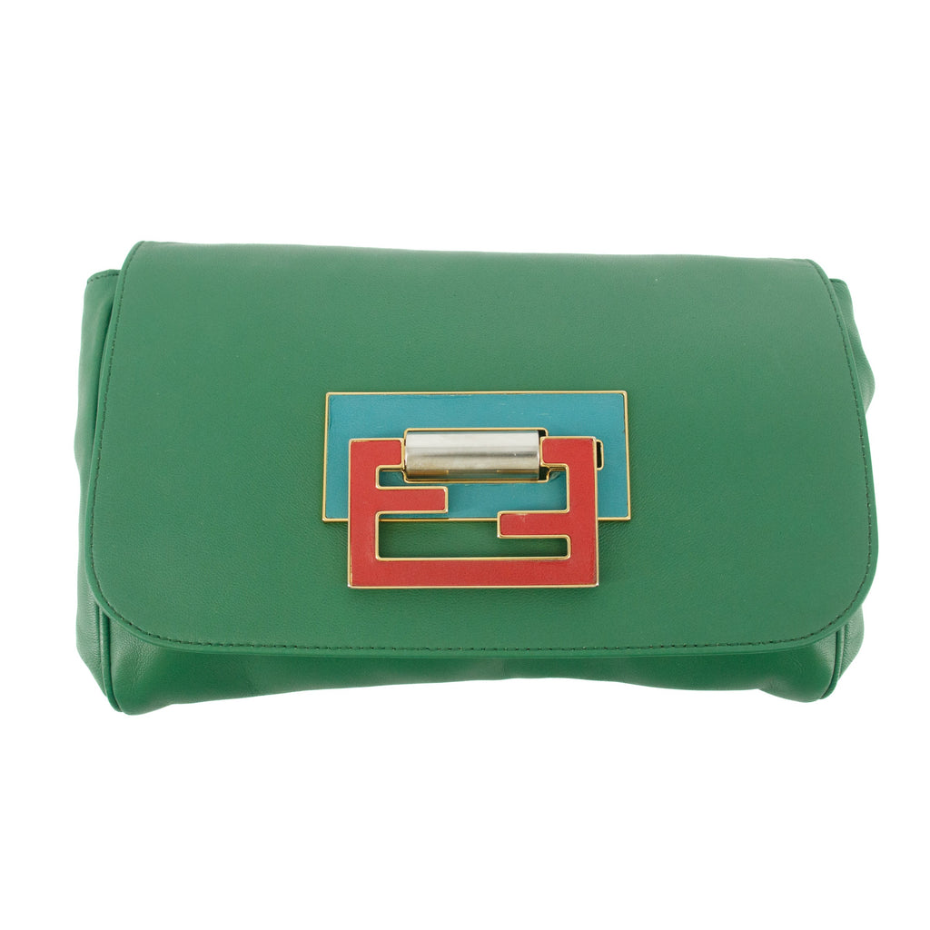Fendi Green Baguette Fan Di Bag Crossbody Bag #9233