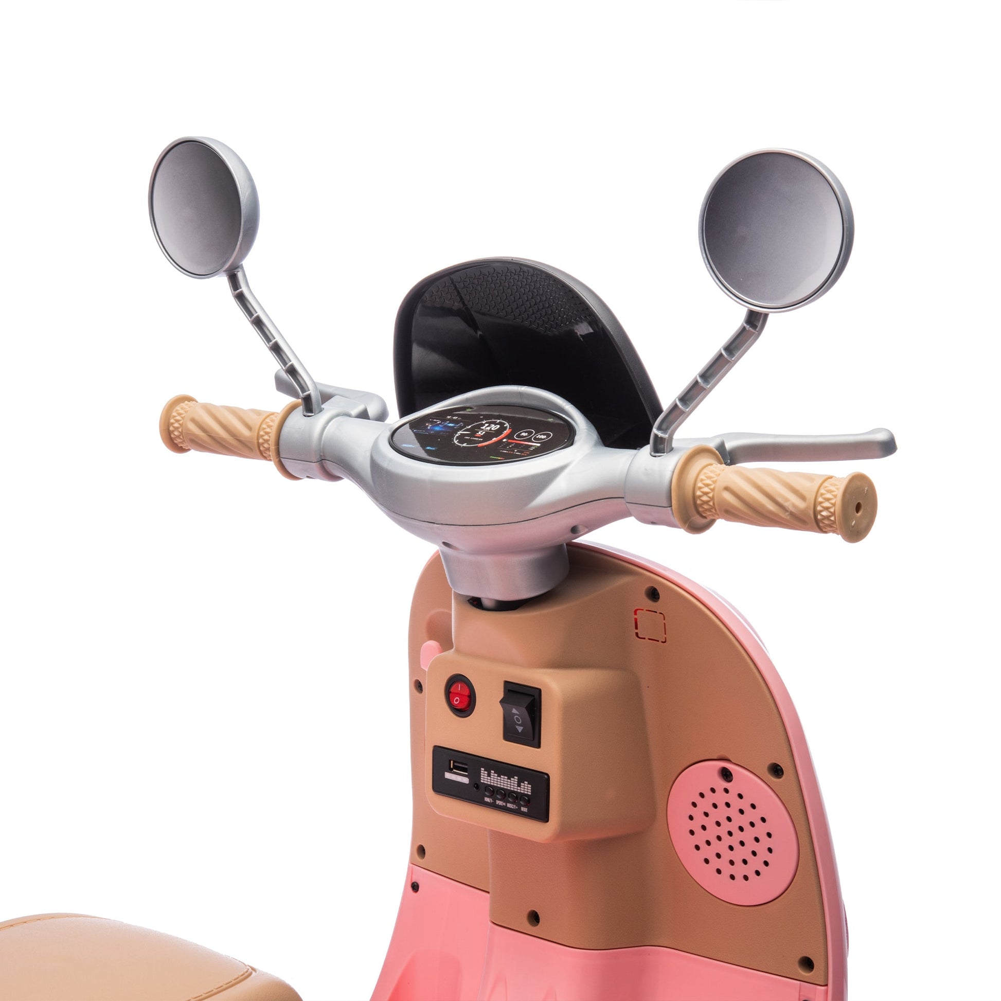 12V Two motors Kids Ride On Level Up Two-seater  Electric Motorcycle,Three-wheel Toy w/Music,Bluetooth,USB,Backseat flip adult seat,Portable Storage Hooks&Oversized  Trunk,LED Headlight  For Kids 3-6.