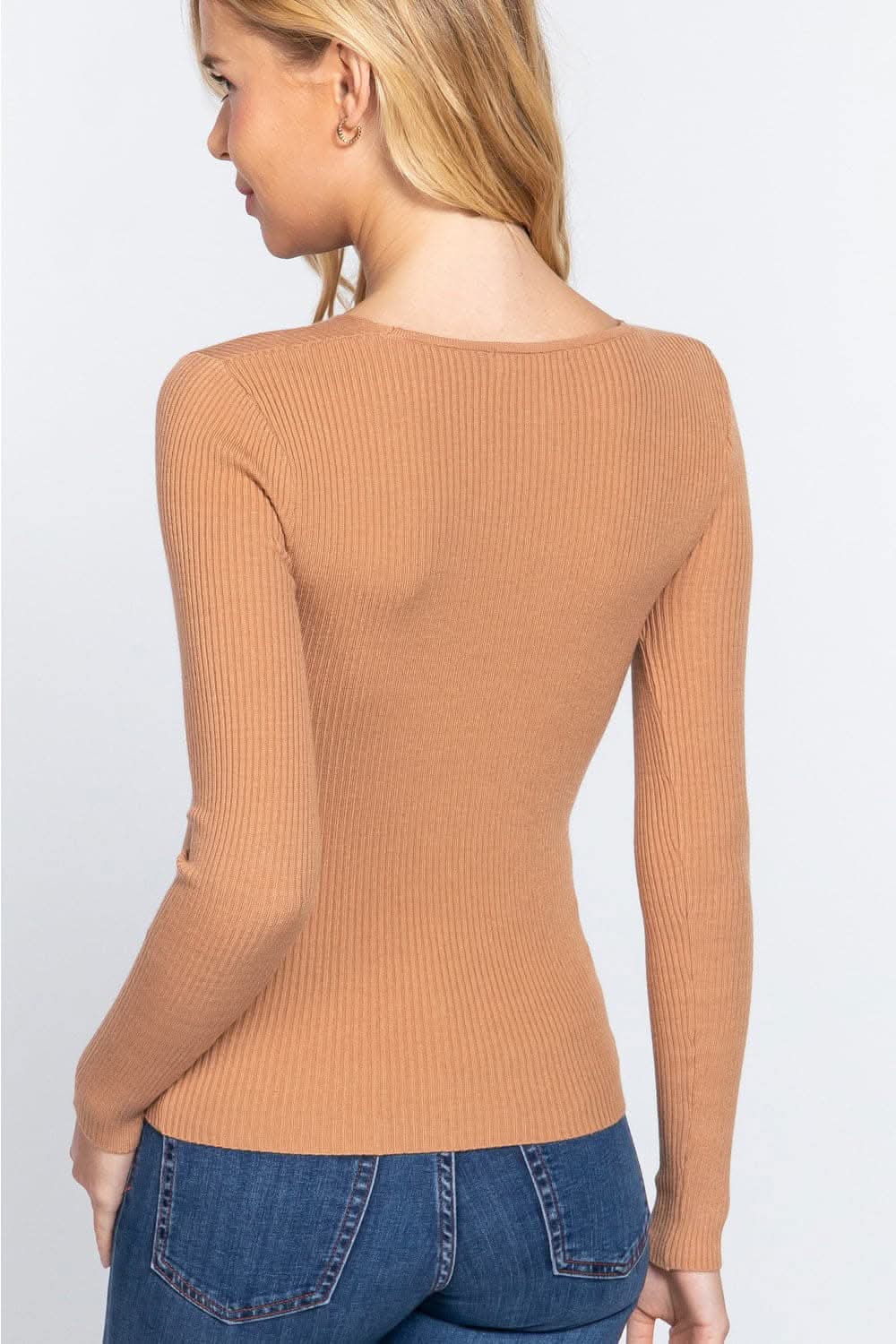 Trendsi ACTIVE BASIC V-Neck Fitted Viscose Rib Knit Top - Activewear for Women