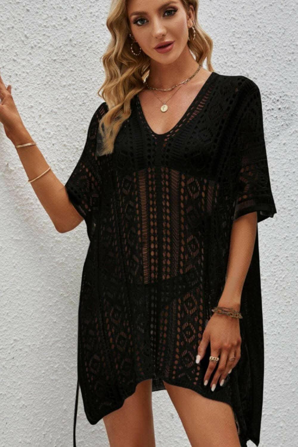 Trendsi Airy Sheer V-Neck Cardigan - LoveSalve, Lightweight Swimwear Cover-Up
