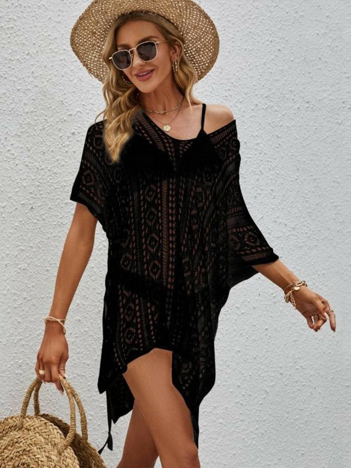 Trendsi Airy Sheer V-Neck Cardigan - LoveSalve, Lightweight Swimwear Cover-Up