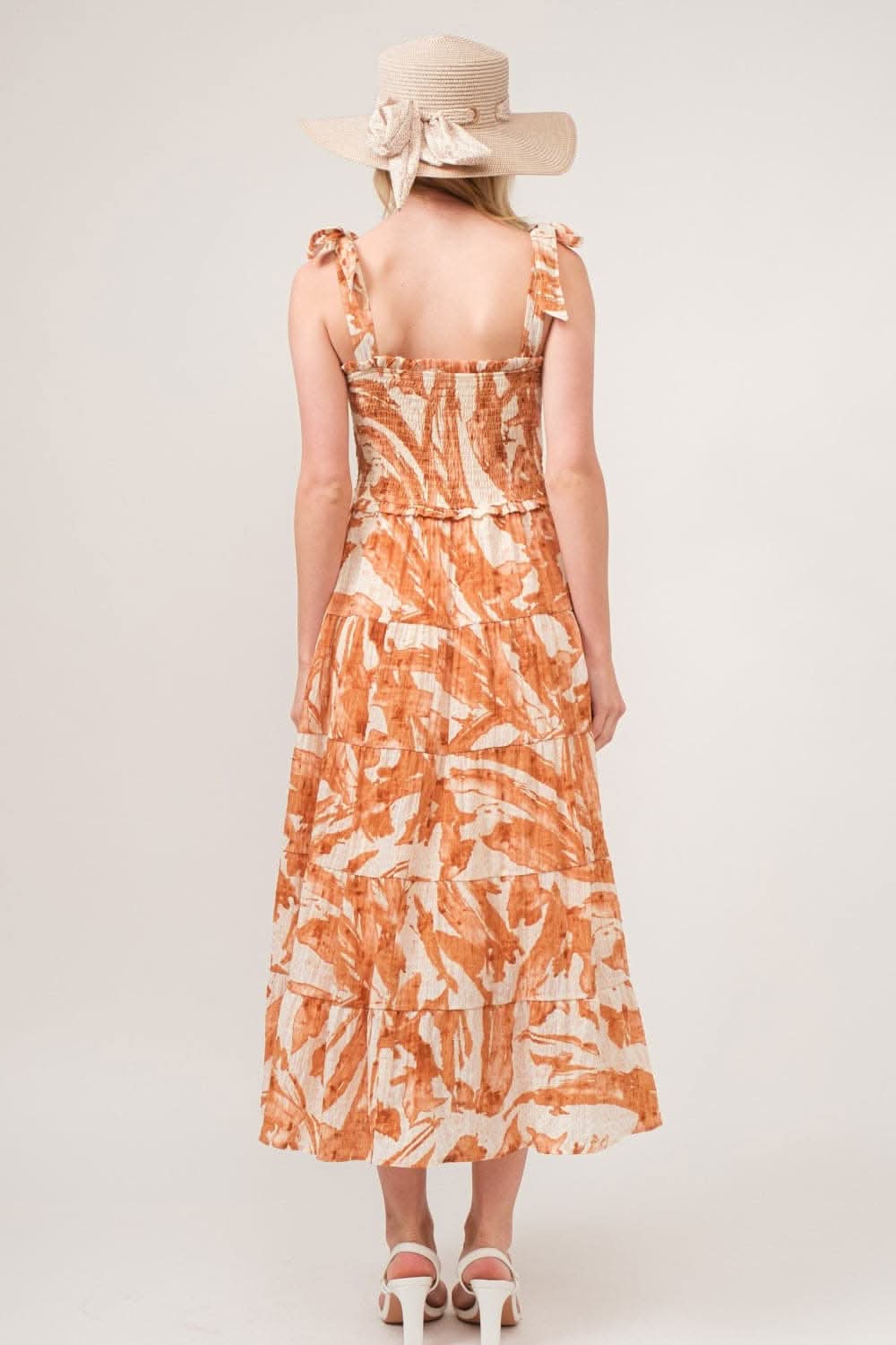 Trendsi And The Why Tie Shoulder Smocked Midi Tiered Maxi Dress